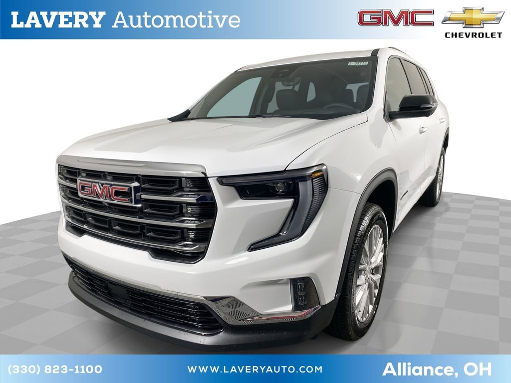 2026 GMC Acadia Elevation in Summit White — front three-quarter view