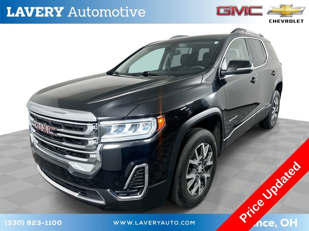 2023 GMC Acadia SLE in Ebony Twilight Metallic — front three-quarter view
