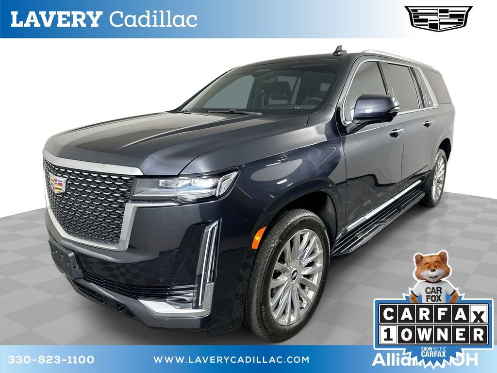 2023 Cadillac Escalade ESV Premium Luxury in Galactic Gray Metallic — front three-quarter view