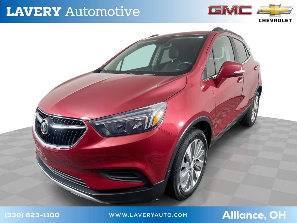 2019 Buick Encore Preferred in Includes (Cm5) Black Carbon Metallic Lower Exterior Accent Color, Paint Code W700s. — front three-quarter...