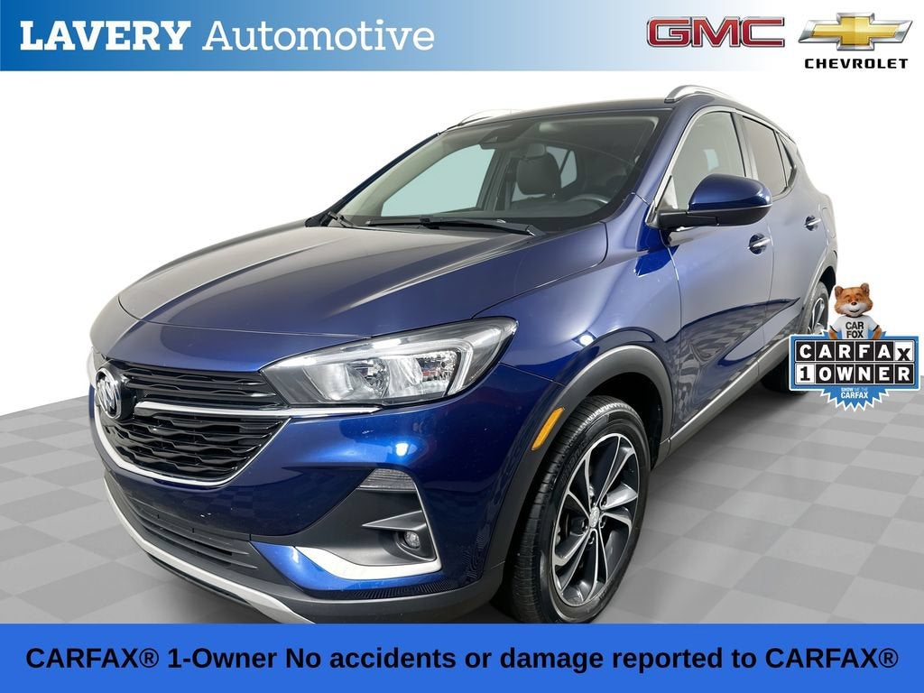 2022 Buick Encore GX Select in Sapphire Metallic — front three-quarter view